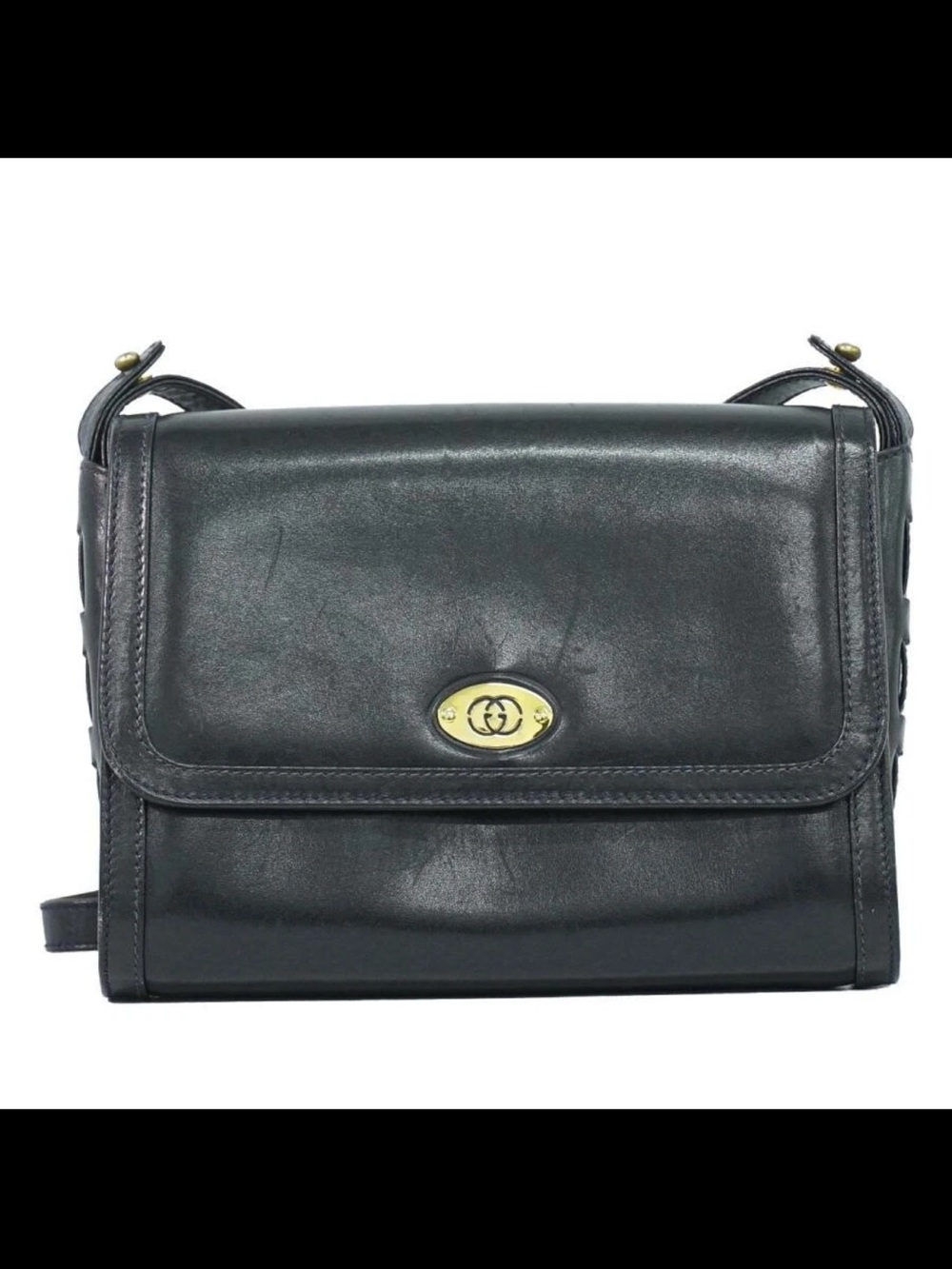 Gucci Black Leather Crossbody with Gold Hardware